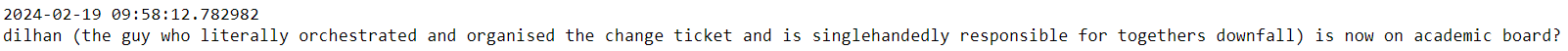 dilhan (the guy who literally orchestrated and organised the change ticket and is singlehandedly responsible for togethers downfall) is now on academic board?